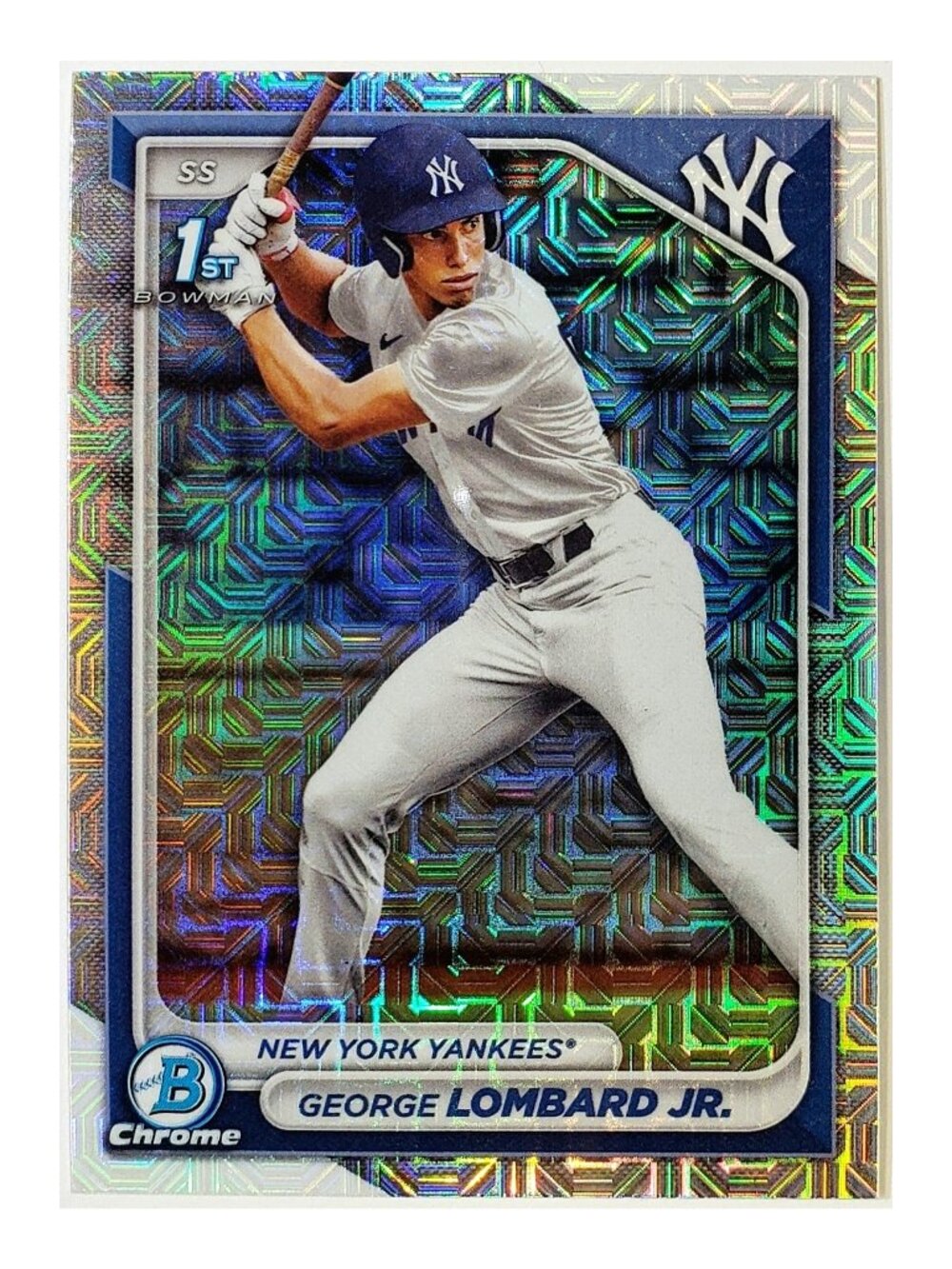 GEORGE LOMBARD JR ROOKIE MOJO REFRACTOR "1ST BOWMAN" 2024 BOWMAN CHROME, YANKEES